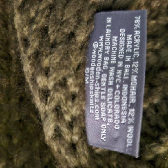 Wooden Ships army green knit cardigan.  S/M.  #927 - Picture 4 of 4
